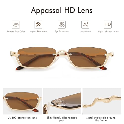 Y2K Snake Sunglasses for Women Men Narrow Rectangular Y2k Chic Sunnies AP3649