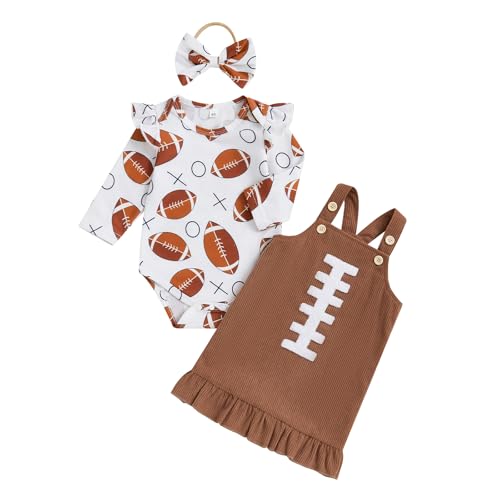 BemeyourBBs Newborn Baby Girl Clothes Ruffle Romper Suspender Skirt Set Overall Dress Bow Headband Cute Fall Winter Outfit