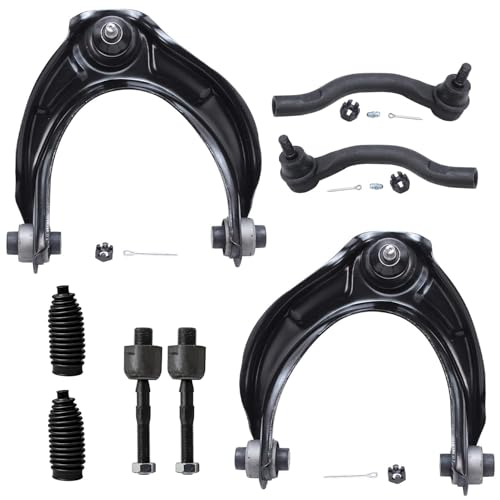 Image of Detroit Axle - Front End Suspension Kit for 2008-2012 Honda Accord 2 Upper Control Arms with Ball Joint 4 Inner Outer Tie Rod End Links 2 Tie Rod Boots 2009 2010 2011 Replacement