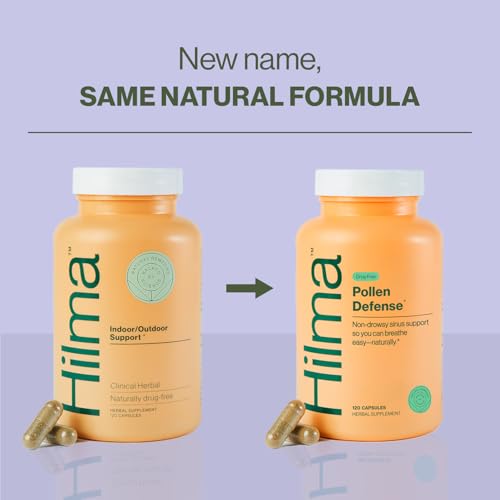 Hilma Natural Sinus Support – All Day Allergy & Sinus Relief from Pollen & Dust w/Butterbur, Stinging Nettles & Spirulina - Non-Drowsy - Organic, Clinically Proven Ingredients - 120 Vegan Capsules - Thumbnail 2