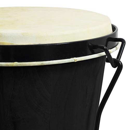 World Rhythm BON7 Bongos 6\\ & 7\\ Anfänger Eiche Bongo Drums - Matt Black Bongos mit gepolsterter Gigbag\, schwarz, BON7-BK