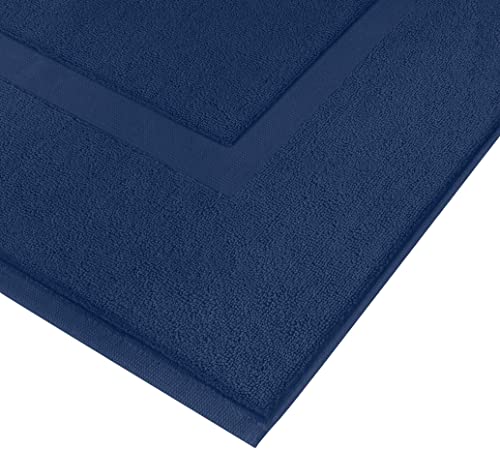 Utopia Towels Cotton Banded Rug, Bath Mats, Not a Bathroom Rug, 21 by 34 Inches, 100% Ring Spun Cotton, Highly Absorbent Shower Bathroom Floor Mat, Navy, 2 Pack