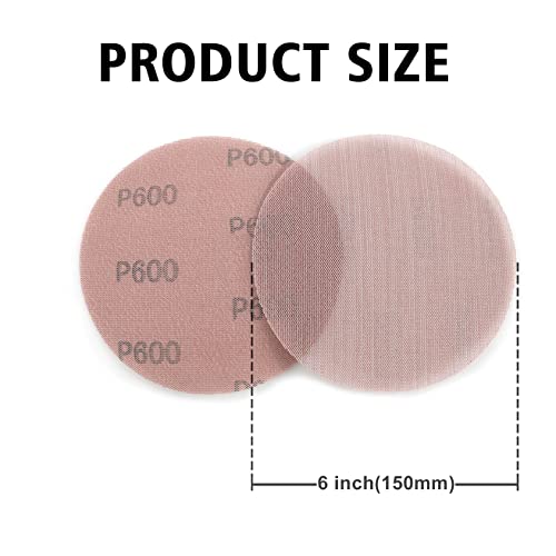 Kcmell 20PCS 150mm Mesh Sanding Discs 600 Grit, 6 Inch Hook and Loop Sanding Pads - Image 2