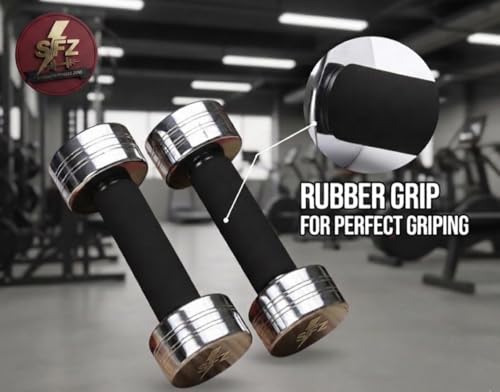 Image of SFZ Steel Chrome Dumbbells Set With Cushion Grip 2kg to 10kg [Pack of Two] (3)