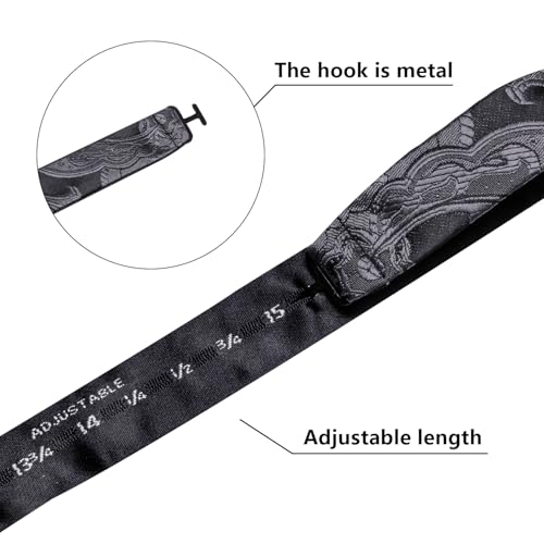 Image of Dubulle Self Tie Bow Ties and Lapel Pin for Men Paisley Solid Mens Bowtie and Handkerchief Cufflinks Set Wedding
