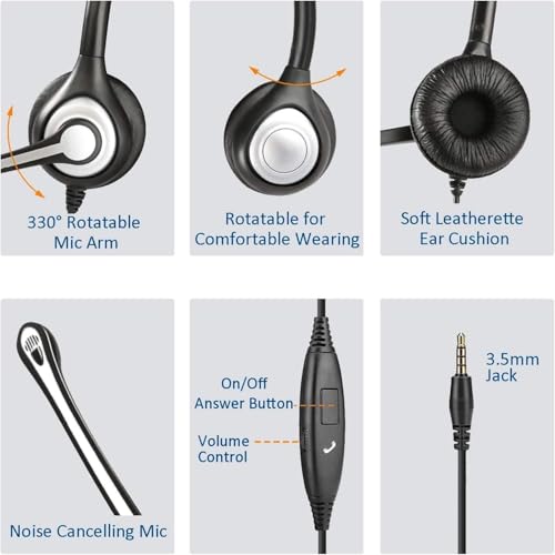 Wantek Cell Phone Headset with Microphone Noise Cancelling, Wired 3.5mm Computer Headphone for iPhone Samsung Android PC Laptop Tablet Skype Call Center Home Office, Ultra Comfort(F602J35) by Wantek - Used condition - Image 5
