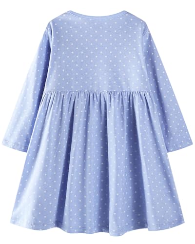 Image of Girls Cotton Long Sleeve Casual Cartoon Appliques Striped Jersey Dresses
