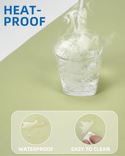 Image of AFIING Leather Desk Pad Protector,Mouse Pad,Office Desk Mat, Non-Slip PU Leather Desk Blotter,Large Desk mat,Waterproof Keyboard mat for Office /Home /Decor (Olive Green,35 inch inch x 17 inch inch)