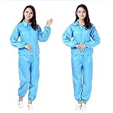 Unisex Staubfreie Overalls Anti-Statik-Split Anzug,leicht,wasserdicht und ölbeständig staubdichte Sicherheitsschutzkleidung Lab Reinraum- Werkstatt Arbeitskleidung Uniform,Blau,L