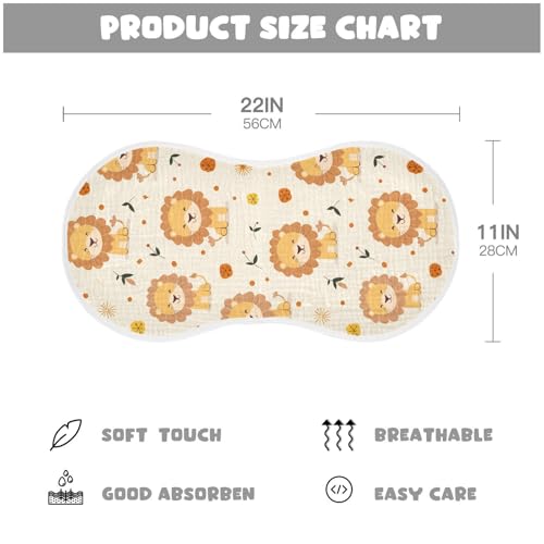 Tan Playful Lion Light Yellow Cotton Neutral Burp Cloths Soft and Absorbent Baby Rags for boy and Girl Set of 2, 22x11in4