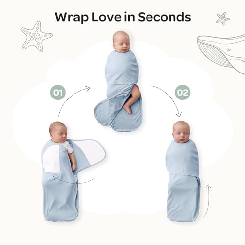 Image of Momcozy Swaddles for Newborns, Quiet Fastener Swaddle Suitable for Infant 0-3 Months, New-Parent-Friendly Sleep Sack, Reduce Startle Reflex, Newborn Boys Girls Registry Essentials, 2-Pack, Drift