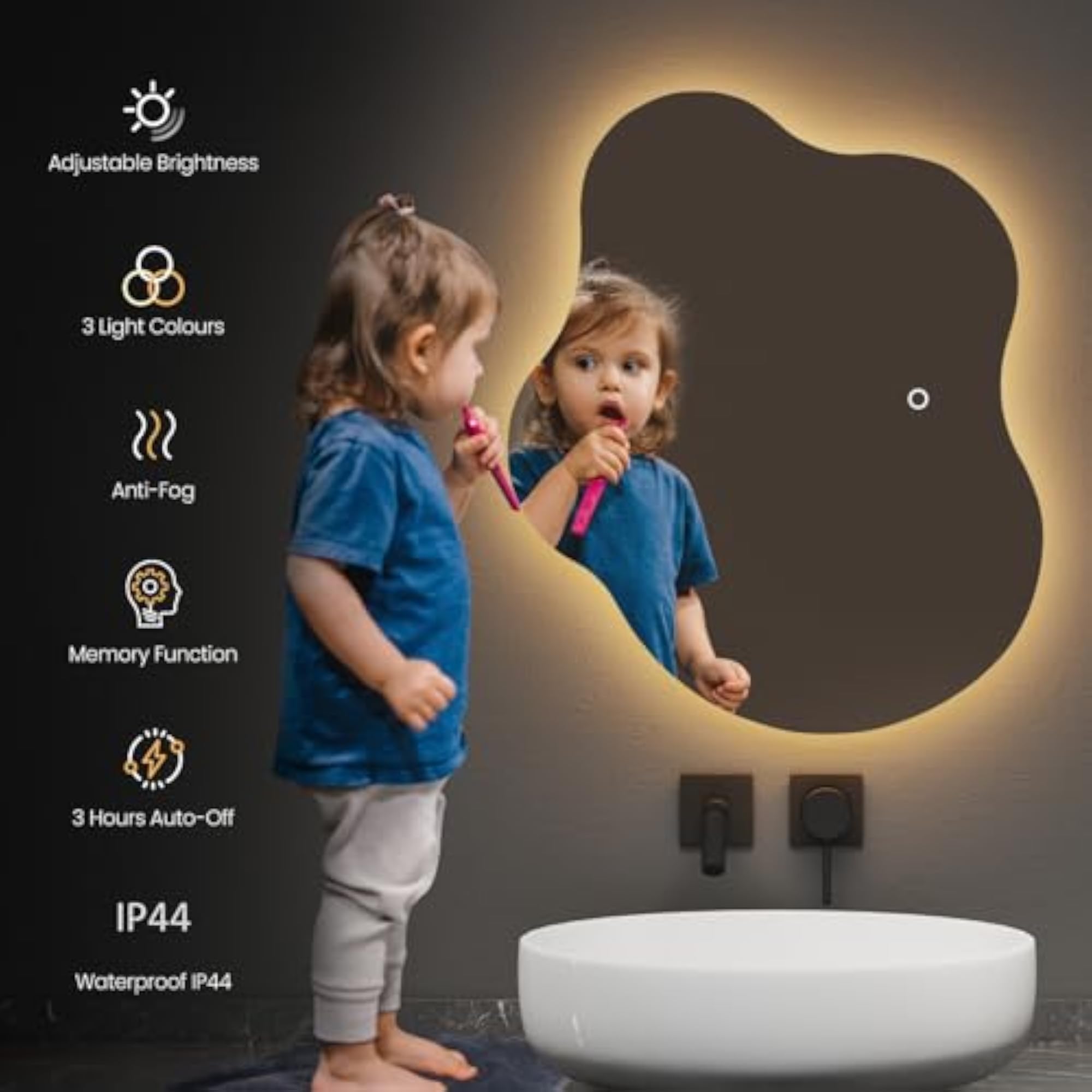 LED Bathroom Mirror with Touch Sensor