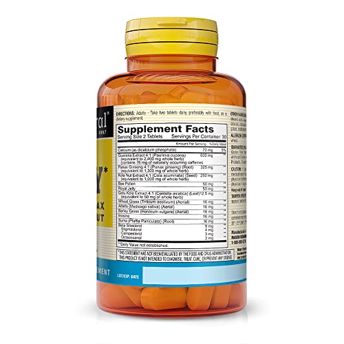 MASON NATURAL Super Energy with Guarana, Panax Ginseng & Kola Nut - Herbal Complex Formula to Support Optimal Performance & Energy*, 60 Tablets - Image 3