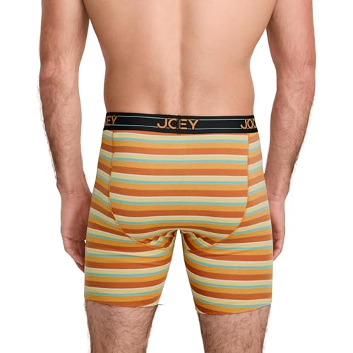 Jockey Men's Underwear Lightweight Cotton Blend 7" Long Leg Boxer Brief - 4 Pack, Solid Grey/Daring Stripe/Caspian Sea/Battleship Grey, XL3