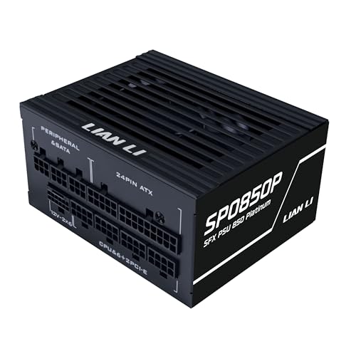Lian Li SP0850P Platinum 850W SFX Form Factor Power Supply with 12V-2x6 Connectors - ATX 3.1 & PCIE 5.1 Compliant - Low-Noise - Fully Modular - 105C Capacitors - 10 Year Warranty - Black (SP0850P.B)