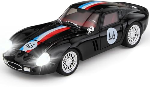 Image of 1 /32 Ferrari Race and Ferrari 250 GTO Model Luxury Car Toy Metal Pull Back Diecast Car with Openable Door and Sound Light, Gifts Toys for Kids【 Black 】