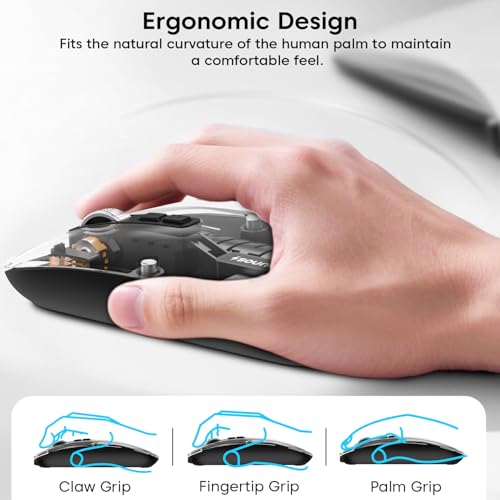 Image of Sounce AeroClick Wireless Mouse with 1600 DPI Sensor, Silent Click Buttons, Smooth Scroll Wheel, Ergoomic Grip, Stable 2.4GHz Connectivity and 500mAh Rechargeable Battery for Daily Office Use (Black)