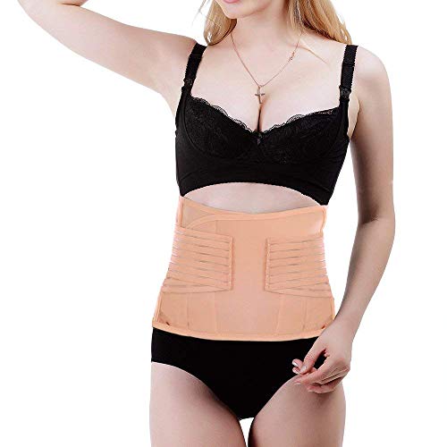 Fascia Post Parto, Cintura Addominale con Supporto per la Schiena, Cintura Elastica per Recupero Postparto & Post-operazione, Traspirante&regolabile, Design universale per uomini & donne (Nude, S)
