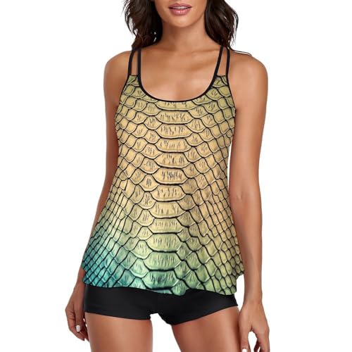 Tankini écaille de dragon en maillot de bain robe imprimé mythique et shorty