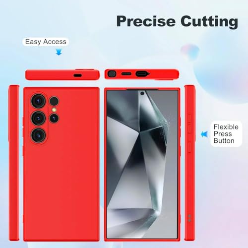 Image of Back Cover for Samsung Galaxy S24 Ultra 5G | Full Camera Protection | Premium Liquid Silicon Case | Flexible Bumper Case for Samsung Galaxy S24 Ultra 5G (Red)