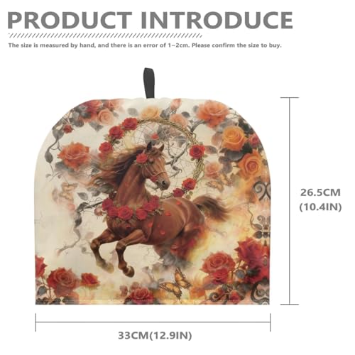 Image of Rose Brown Horse Print Tea Cozy for Teapot Insulated Large Teapot Warm Tea Kettle Cover Machine Washable Coffee Pot Cloth Covers Kitchen Home Decorations for Party