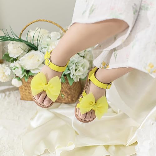 Image of Girls Dress Sandals Comfy Hook and Loop Summer Shoes for Toddlers(TA302 Toddler,Yellow /6M)