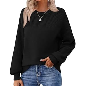 Zeagoo 2025 Fall Chunky Knit Sweater for Women Oversized Crewneck Long Sleeve Cotton Pullover Sweaters Jumper Tops
