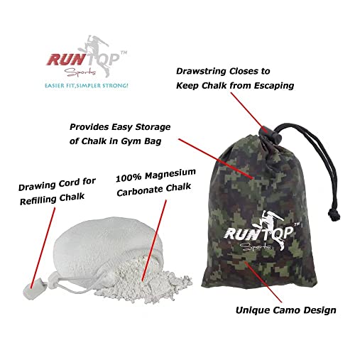 RUNTOP 2.4OZ Refillable Magnesium Carbonate Powder Gym Chalk Ball Bag Sock for Weightlifting Cross Fitness Training Gymnastics Rock Climbing Deadlifting Workout Bouldering Billiards Pole Dancing