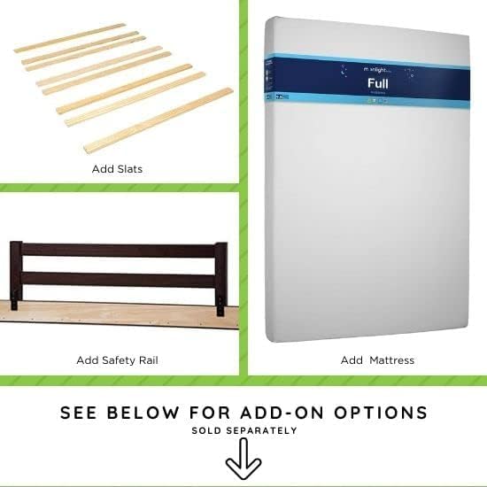 Image showing optional add-ons: additional slats, a safety rail, and a full-size mattress.