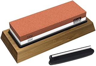 SHAN ZU Schleifstein Abziehstein Wetzstein für Professionell 2-in-1 Doppelseitiger Messerschärfer, Körnung 1000/6000 mit rutschfestem Silikonhalte für Küche Messer