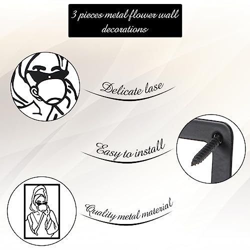 CHENGU 3 Pieces Metal Minimalist Abstract Woman Wall Art Line Drawing Wall Art Decor Single Line Female Home Hanging for Kitchen Bathroom Living Room - Image 7