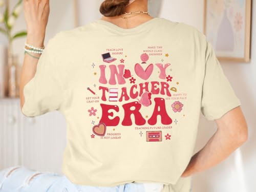 Image of Teacher Shirts Women Teach Print Graphic Tees Kindergarten Elementary Teaching Life Shirts Back to School Tees Tops