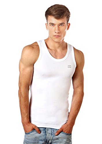 Men's 100% Cotton White Vests 95 Cms (Pack of 5) - Lux Cozi2