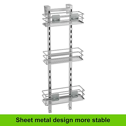 Orimade Adjustable Hanging Over The Shower Door Caddy With Hooks, Bathroom Organizer Shelf Storage Rack,No Drilling Rustproof Shower Basket For Inside Shower, Sliver 3 Tier #TOP6
