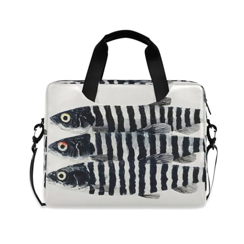 Maletín para laptop con estampado de peces y bolsillos miniatura 1