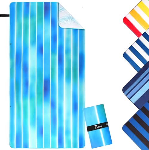Jokisa Toalla Playa Grande 90x180cm Toalla Microfibra,Toallas de Playa Compacta y Resistente a la Arena,Toalla Playa Hombre Adecuada para Playa,Gimnasio,Viajes,Sauna (Niebla Azul, 180x90cm)