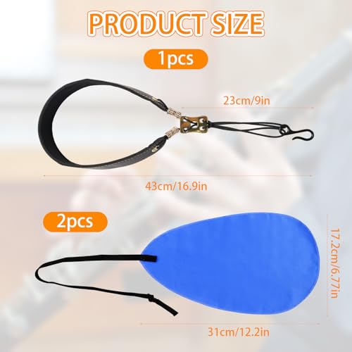 2 Pcs Clarinet Cleaning Cloth with Clarinet Neck Strap, A-shaped Design Cleaning Swab & Adjustable Support Strap for Bb/A Clarinets, Blue Cloth Black Strap - Thumbnail 2