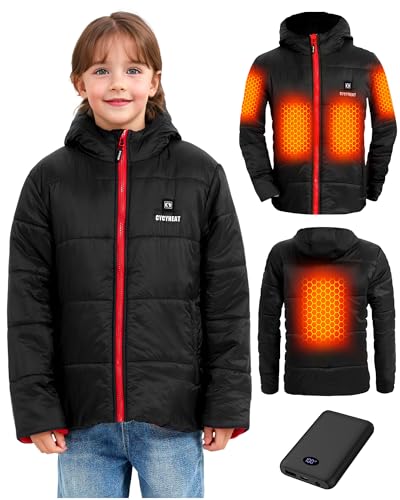 Image of CYCYHEAT Kids Heated Jacket - Boys and Girls Heating Jackets Hoodie Coat With Battery Pack Heated Clothing for Skiing