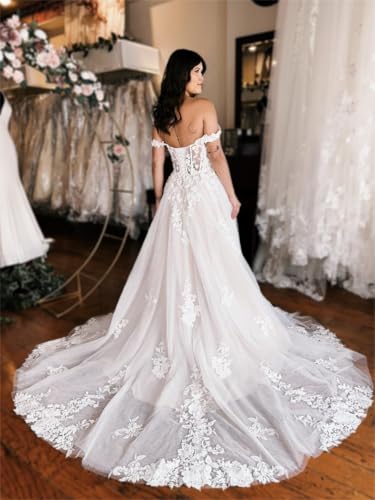 Wedding Dress for Bride 2025 Long A Line Lace Applique Tulle Boho Beach V-Neck Bridal Wedding Gowns for Bride2