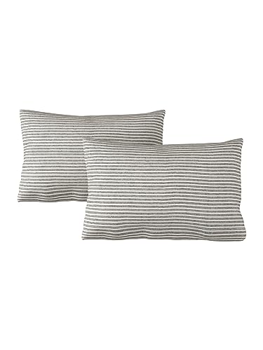 Image of 180 TC Pillow Cover Set of 2 | Pillow Cover Cotton 100% | Pillow Cover Set of 2 King Size | Wrinkle Free & Fade Resistance | Striped Pattern | Standard Size | All Season Use (Stripe Grey)
