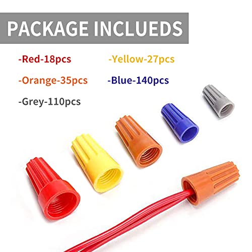 Image of 330 Pcs Wire Connectors Nuts Kit - Electrical Twist Wiring Splice Screw Caps Assortment
