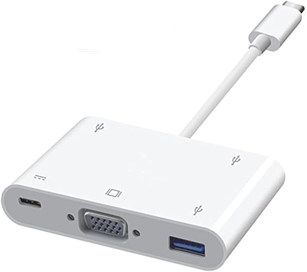 USB 3.1 Type-C to VGA Multiport Adapter, Ardess 5-in-1 USB-C to VGA/USB3.0/Type-C Female/USB2.0 Hub Adapter Charging & Video Converter for New MacBook ChromeBook Pixel HDTV Projector