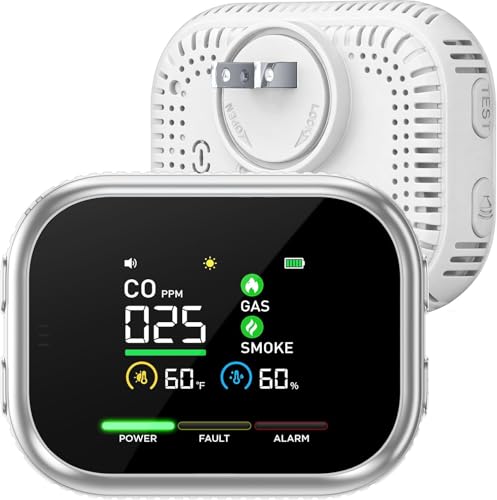 6-in-1 Portable Environment Detector with HD Display Temperature Humidity,Plug in &Magnetic Mount,Built-in Battery,High Accuracy Sensors for Home, RV,Hotel,Camping,Car,Travel(1Pcs*Silver)