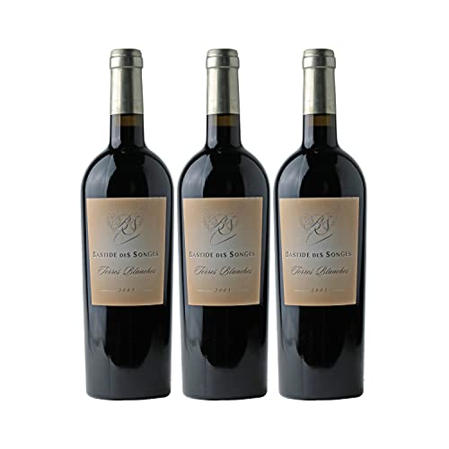 Pays d'Hérault Terres Blanches Rouge 2003 - Bastide des Songes - Vin IGP Rouge du Languedoc - Roussillon - Lot de 3x75cl - Cépages Syrah, Merlot Cover