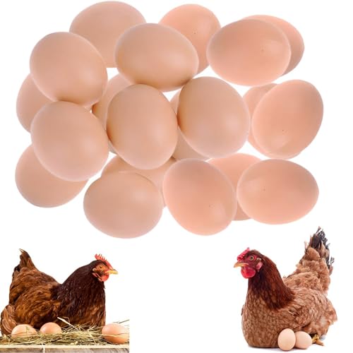 QIUMING 20Piezas Plástico Huevos Artificiales Huevos Falsos Huevos Artificiales Huevos de poliestirenoHuevos Simulados para manualidades, fomenta la puesta o evita comer huevos (marrón)