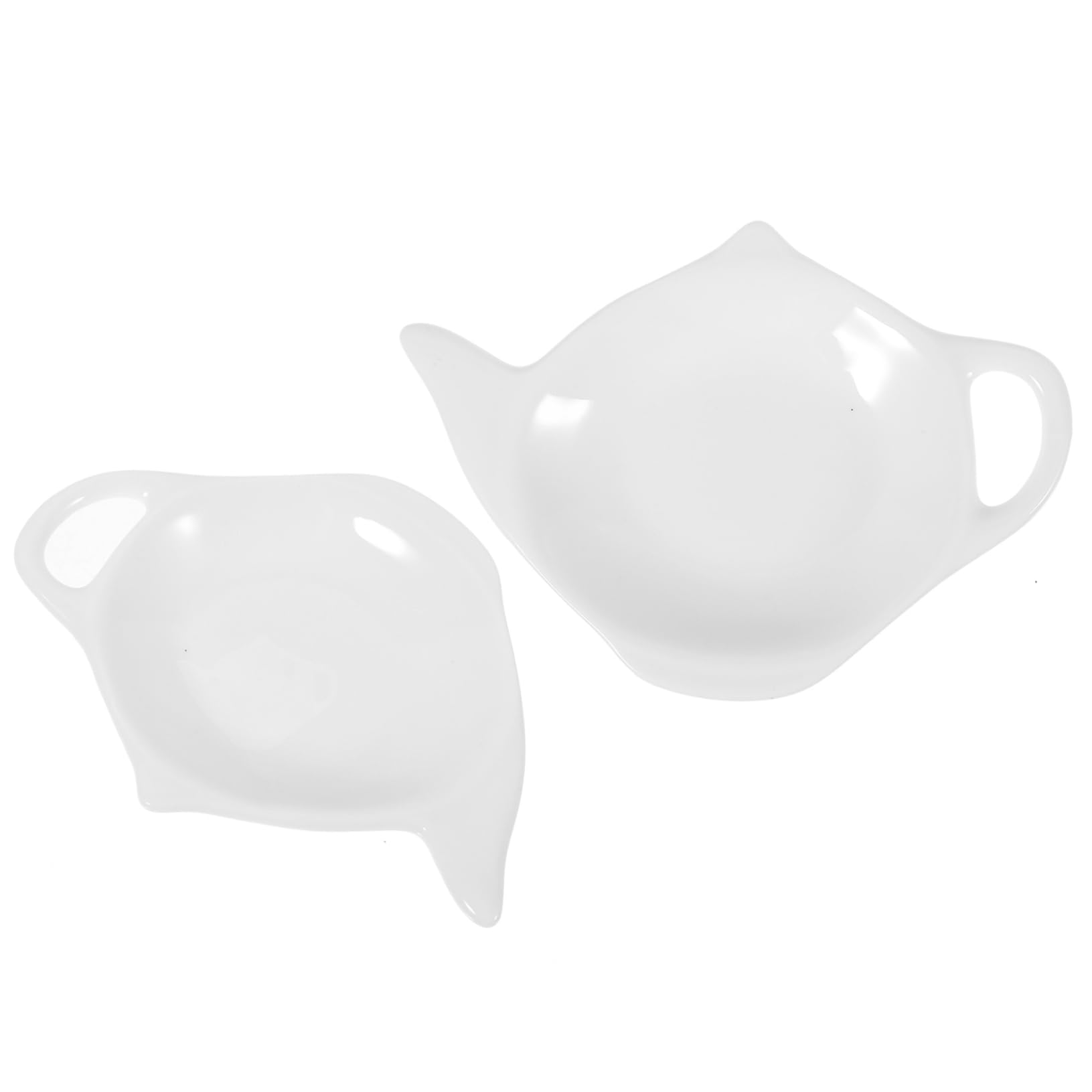 HEALLILY Set of 2 Teapot Shape Coasters Ceramic Tea Bag Holders Sushi Sauce Bowls Seasoning Dishes Snack Plates