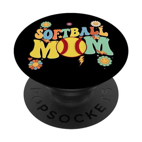 Linda mamá de sóftbol mamá Groovy Mama Funny Softball Lovers PopSockets PopGrip Intercambiable