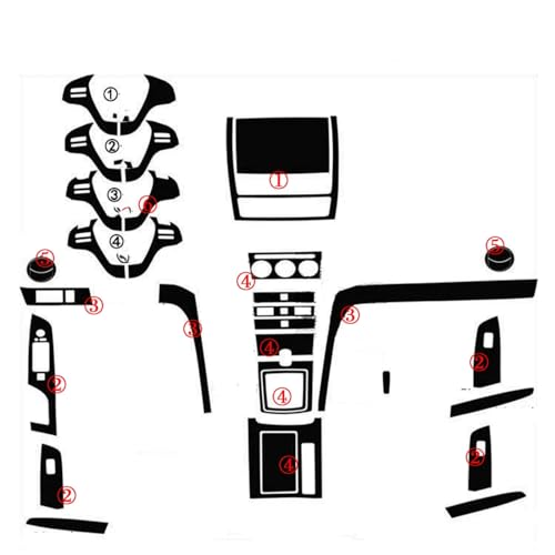 Stickers 5D noir carbone Mazda 6 2008-2015 habillage intérieur élégant