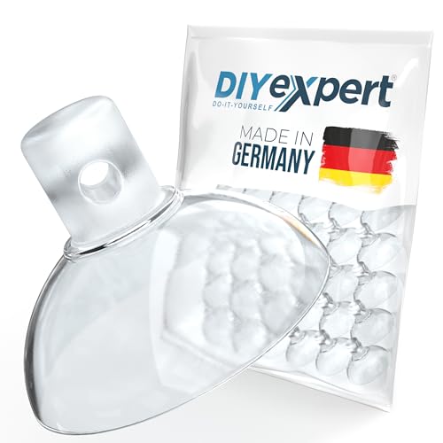 DIYexpert Ventosa con agujero transversal | Fabricado en Alemania | [20 mm de diámetro] [20 unidades] | Ventosas para decoración de ventanas | Ideal para cuerdas o teléfono móvil