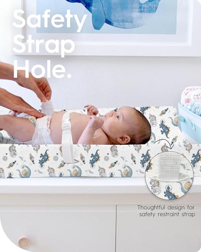 Image of Extra Stretchy Changing Pad Cover, TotBasic Ultra Soft Premium Jersey Knit Changing Pad Sheets, Unisex for Boys Girls, Fits All Standard Changing Tables /Dresser Tops - 2 Pack (Dino + Whale)